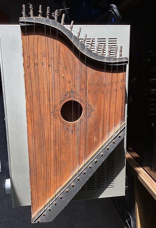 Vintage! Wooden 15 String Zither Lap Dulcimer Harp ~ Adjustable Tune Instrument image 1