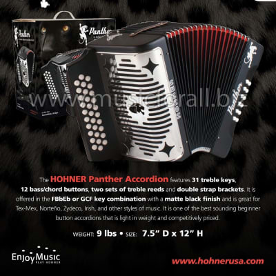 Hohner Panther GCF SOL Button Diatonic Accordion Acordeon +GigBag_Straps_Book_DVD_T-Shirt_WorldShip! image 11