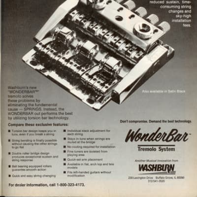 Shift 2001 / Washburn Wonderbar Answer top mount Tremolo guitar bridge in chrome image 9