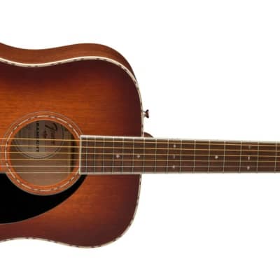 Fender Paramount PD-220E Solid Wood A/E Guitar, Aged Cognac Burst w/ Hard Case image 2