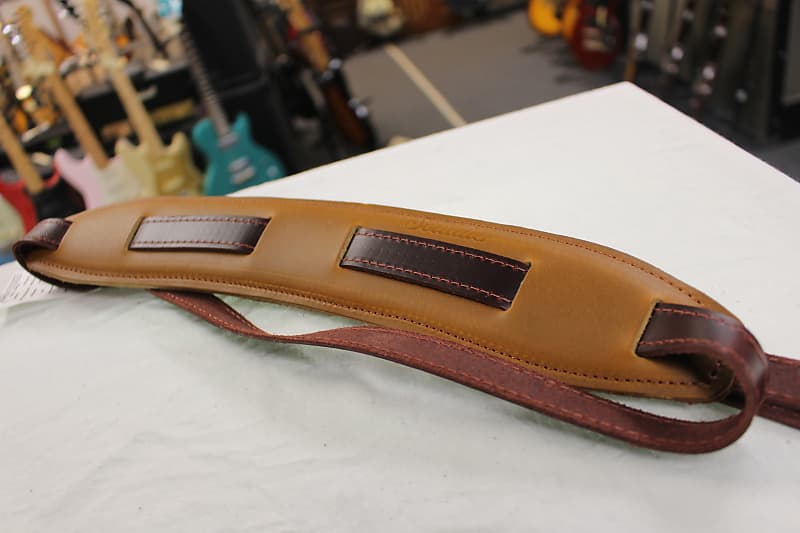 Souldier  Plain Saddle Guitar Strap Red Strap / Brown Pad *Free Shipping in the USA* image 1