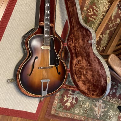 Unknown Gretsch-style case for 17” arch top or acoustic  50s-60s Black and grey image 15