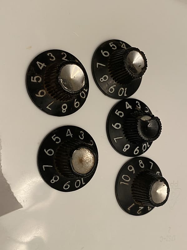 Fender Amp knobs (5) black and silverface 1960s Black Reverb