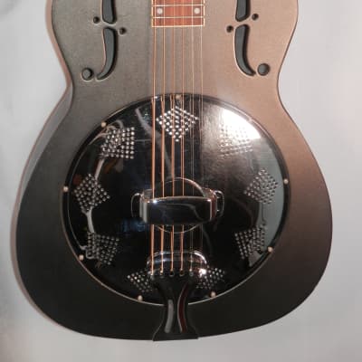 Regal Resonator Acoustic Guitar Matte Black Metal Body used image 2