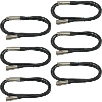 6 Pack Premium Xlr Pin Mic Microphone Extension Cable 3 Ft Foot Lead 1M Meter - Black image 2