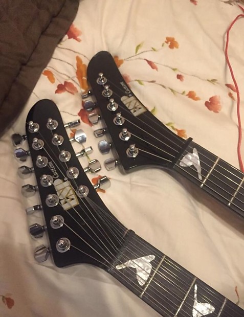 REPLICA ESP Double Neck Explorer 1990s James Hetfield Double Neck 1990s Black Desprete to Sell Need Funds