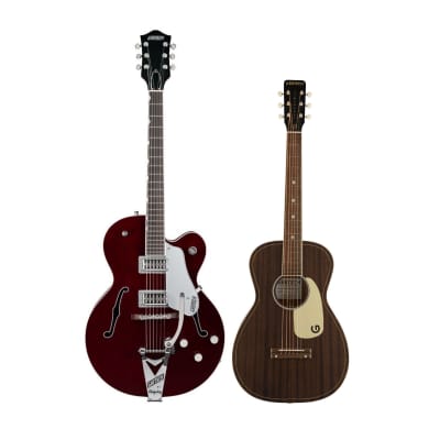 Gretsch G6119T-ET Players Ed. Tennessee Rose Electrotone Hollow Body Electric Guitar - Right-Handed (Dark Cherry Stain) Bundle with Gretsch G9500 Jim Dandy Acoustic Guitar (Frontier Stain) for sale