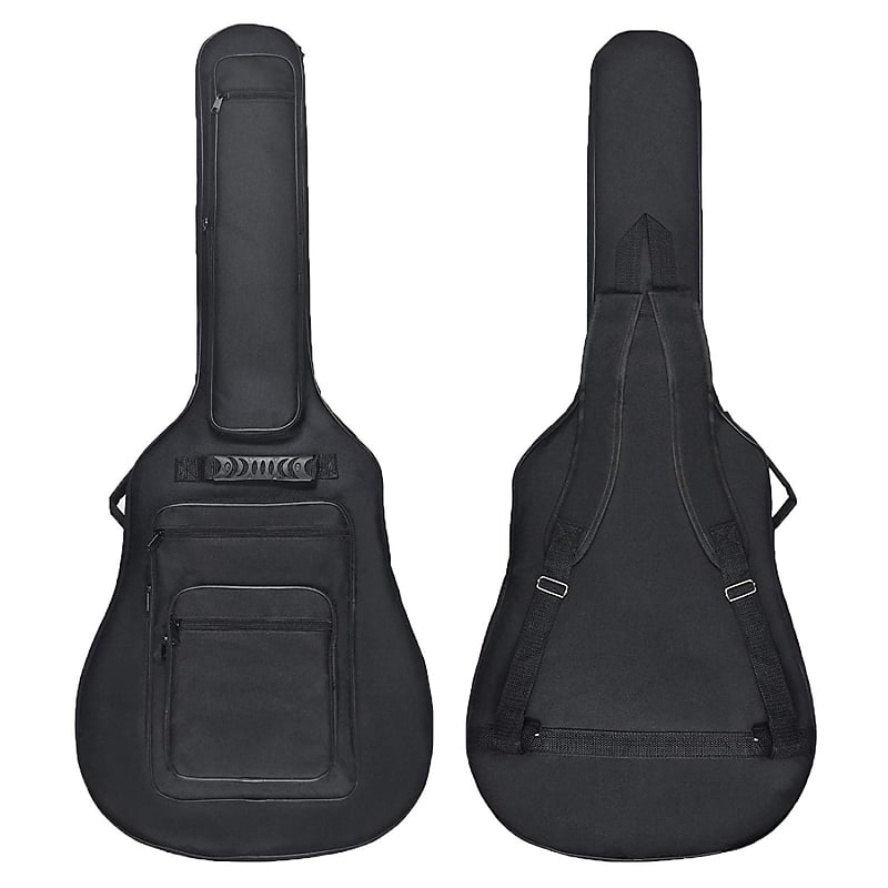 41 Inch Acoustic Guitar Padded Gig Bag with 6 Pockets, Pick Sampler and  Guitar Strap - Black