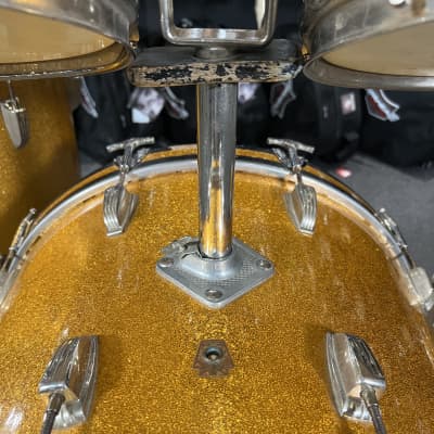 Vintage 60's Ludwig Hollywood Outfit 12/12/16/22" Drum Set Kit with matching 14" Jazz Fest Snare in Sparkling Gold Pearl image 7