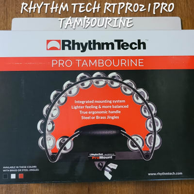 RhythmTech RTPRO1 Pro Series Tambourine with Steel Jingles - White image 10