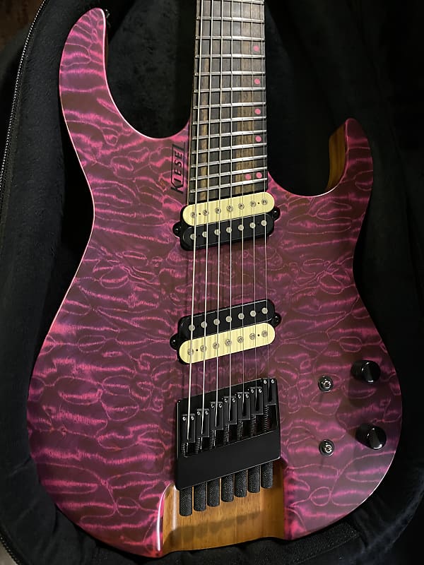 Kiesel CL7 Pink Burst キルテッドメイプル 7弦 Kiesel Guitars - Check out this Deep Pink CL7 with Black