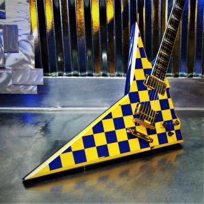 Robin Wedge 1987 Custom.  One of a kind.  Blue Yellow Checkerboard finish. Plays great. Rare. Cool+ image 10