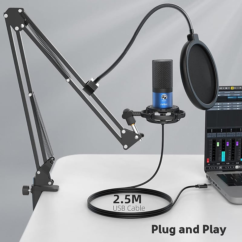 FIFINE USB Gaming Microphone Kit, Plug and Play for PC, PS4/5, 192 kHZ  Condenser Cardioid Microphone Set with Mute Button, Volume Gain, RGB, Arm  Stand, for Streaming, Discord, Twitch, (ABCD2201A6T) 