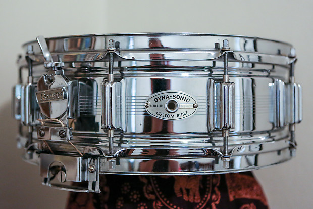 Rogers "7-Line" Dyna-Sonic 5x14" Chrome Over Brass Snare Drum with Beavertail Lugs 1963-1967 image 1