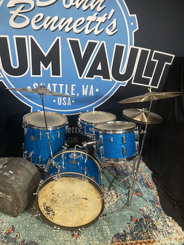 Rogers Hal Blaine's Original "Tommy Sands" Drum Set. Authenticated!! 1950s - Blue Sparkle image 1