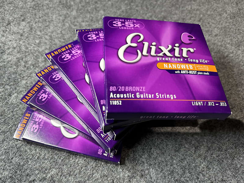 6 packs Elixir 11052 Nanoweb 80/20 Bronze strings image 1