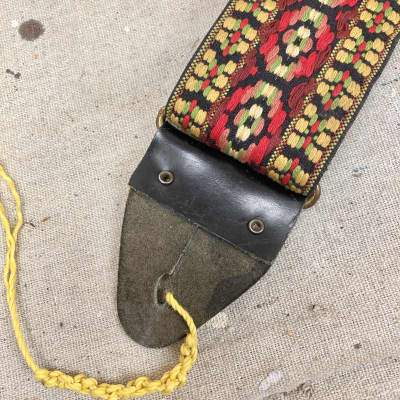 Vintage Ace Style Guitar Strap Woven Red, Yellow, and Black Circa 1960's 1970's image 7