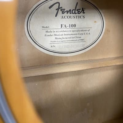 Fender FA-100 Spruce/Basswood Dreadnought Pack 2010s - Natural image 4