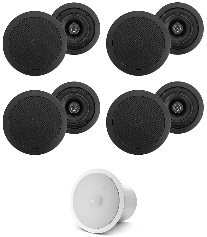 (8) HC55 5.25&quot; 300 Watt Black In-Ceiling Home Theater Speakers+JBL Subwoofers  			