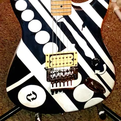Unbranded  Strat style Tribute Electric Guitar  2022 Black/White Themed image 1
