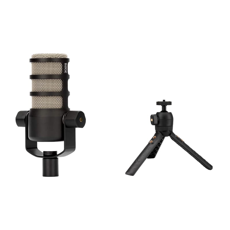 Rode PodMic Dynamic Podcasting Microphone Bundle with Rode AI-1  Studio-Quality USB Audio Interface and Auray BAI-2X Two-Section Broadcast  Arm 