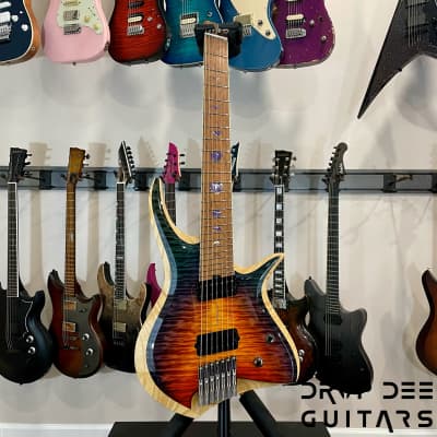ViK Domineer H7ff "Blood Moon Surf" Multiscale Headless Electric Guitar w/ Case-Blood Moon Surf image 2