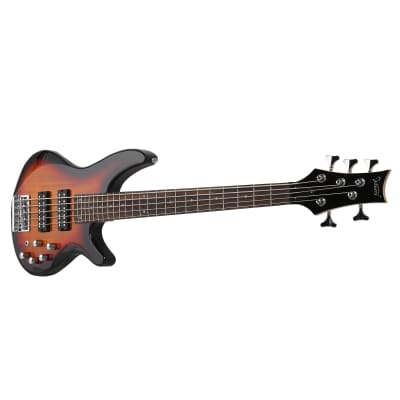 Glarry 44 Inch GIB 5 String H-H Pickup Laurel Wood Fingerboard Electric Bass Guitar with Bag and other Accessories Sunset Color image 10