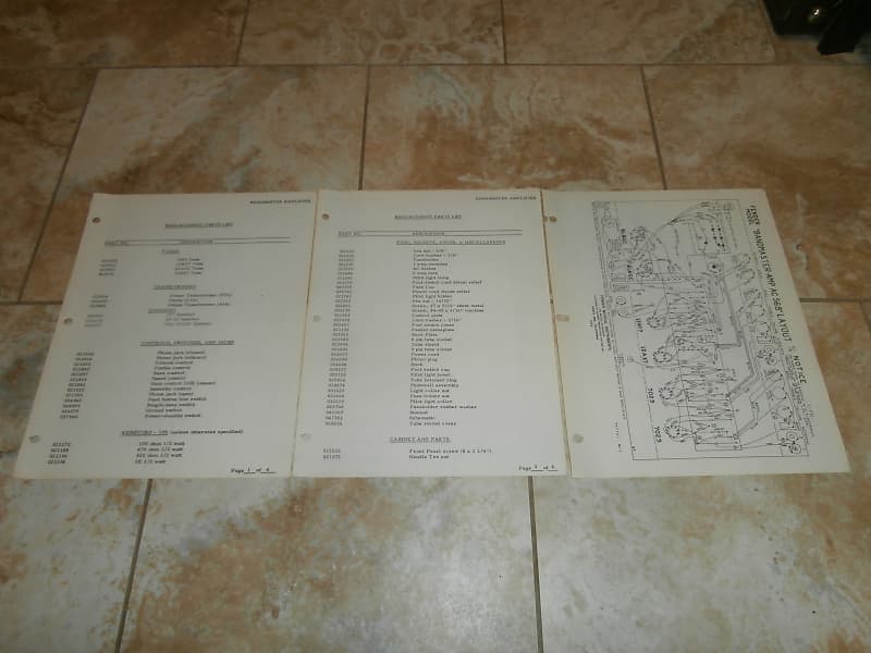 Vintage Early 1970's Fender Bandmaster Replacement Parts List and Schematic! Original Case Candy! image 1