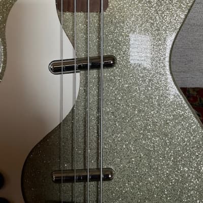 Left Handed Dan Electro Bass Guitar-Silver-Gold Sparkle image 16