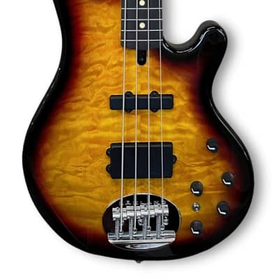 LAKLAND Skyline 44-02 Deluxe Bass, 4-String - Quilted Maple Top, Three Tone Sunburst Gloss B-Stock for sale