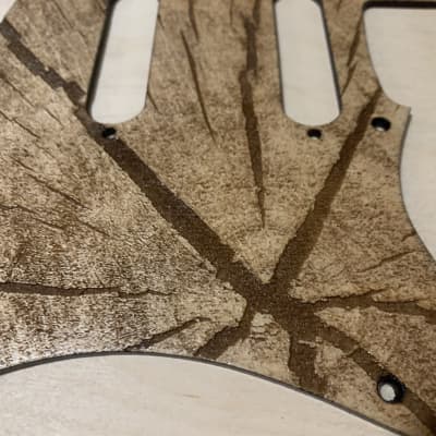 US made end grain crack rustic look laser engraved wood pickguard for Stratocaster image 2