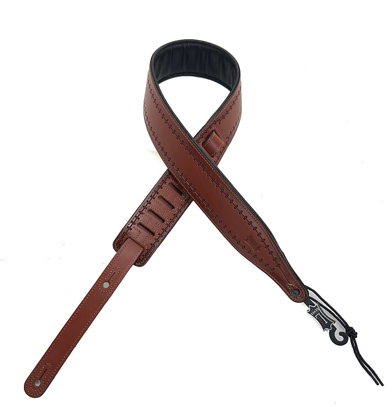Levys 2.5 Inch Vegtan Leather Guitar Strap, Walnut Reverb