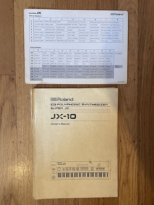 Roland JX10 Owner’s Manual & Sound Chart 1985 Reverb
