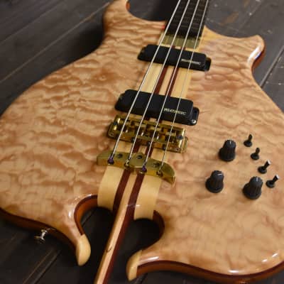Alembic Custom Stinger Omega lined fretless Bass guitar w LED's 5A Quilted Maple image 21