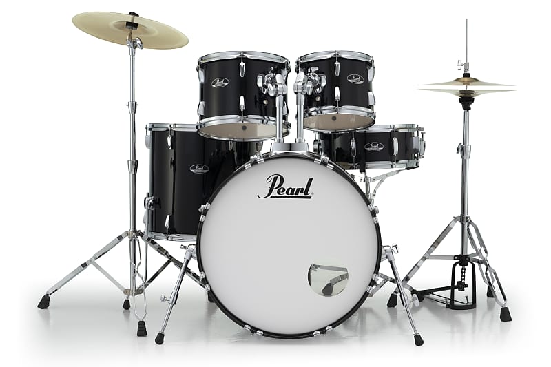 Pearl Roadshow 5-Pcs Drum Set w/ Hardware & Cymbals - 22/10/12/16/14 Jet Black image 1