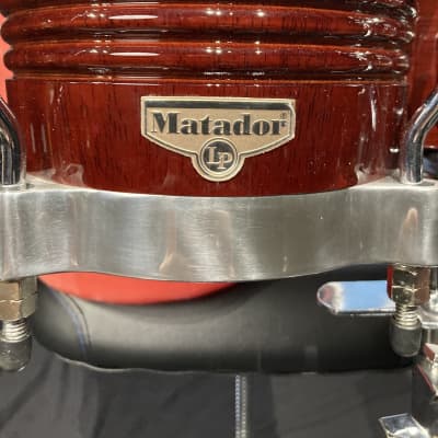 Frankie Banali's (Quiet Riot) M201-ABW LP Matador Wood Bongos, with Stand and Stenciled Case! - Almond Brown/Chrome image 4