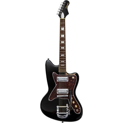 Silvertone 1478 Series Offset Bolt-On, Maple Top/ Gloss Black image 1