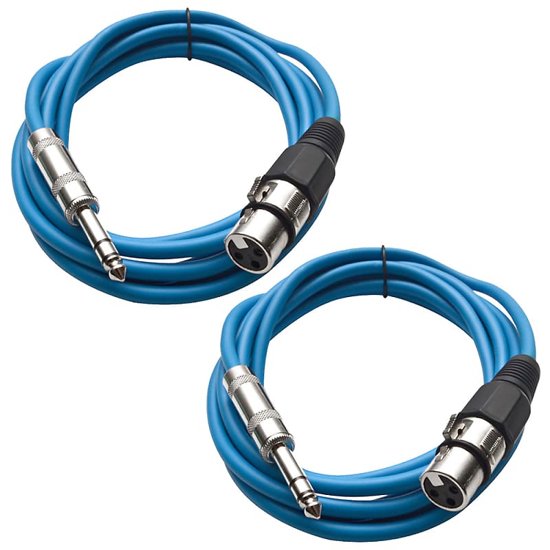 2 Pack of 1/4 Inch to XLR Female Patch Cables 10 Foot Extension Cords Jumper - Blue and Blue image 1
