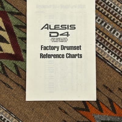 Alesis D4 Factory Drumset Reference Charts manual booklet