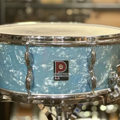 Premier Royal Ace 5,5" x 14" Vintage Snare Drum - Light Blue Pearl image 1
