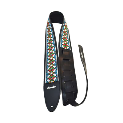 Souldier 'Torpedo' Leather Guitar Strap - Stained Glass Blue image 2