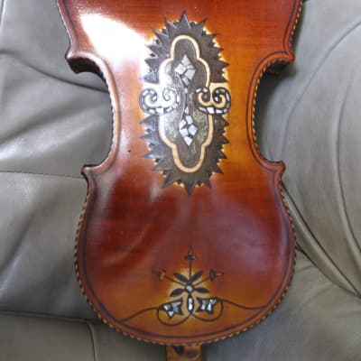 Vintage Violin with Beautiful Inlays, 4/4 c1880 image 13
