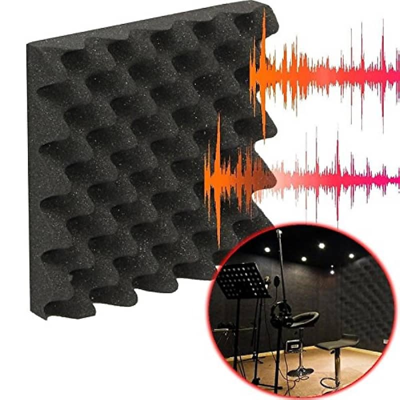 TEMGCUAM 4 Pack Sound Proof Foam Panels | Egg Crate Foam Pad | 48×24×2  Acoustic Panels Self-Adhesive | High Density Soundproof Wall Panels for  Home