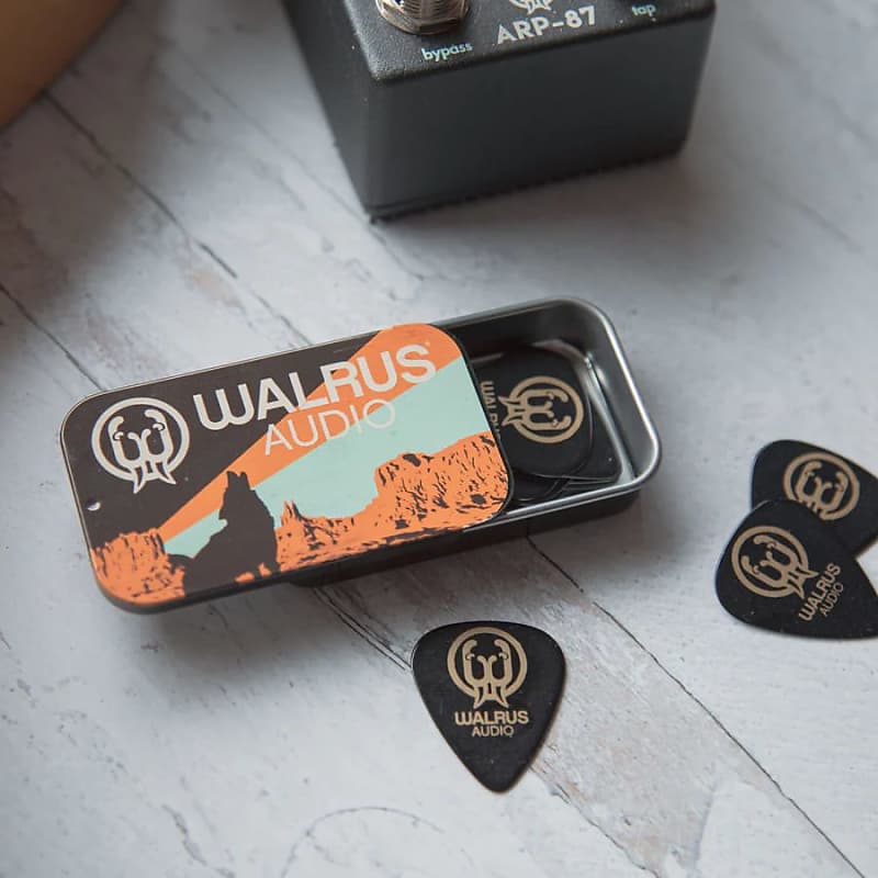 Walrus Audio Monument Pick Tin With 10 Black Walrus Picks/ | Reverb