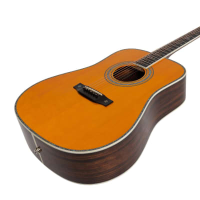 Saga SL68 All-Solid Spruce Top Okoume Back & Sides Acoustic-Electric Dreadnought Guitar (Natural Gloss) image 6