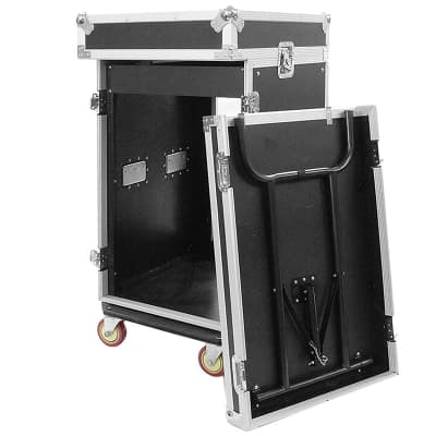 16 Space Rack Case with 10 Space Slant Mixer Top and DJ Work Table - 16U DJ Case image 3