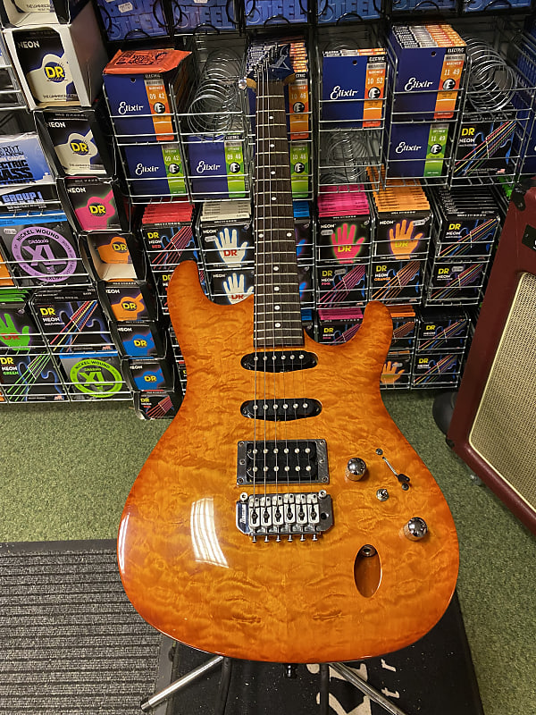 Ibanez SA160QM guitar in quilted amber finish - Made in Korea | Reverb  Canada