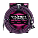 Ernie Ball 1/4" Straight to 1/4" Right-Angle Braided Instrument Cable (25', Black/Purple)