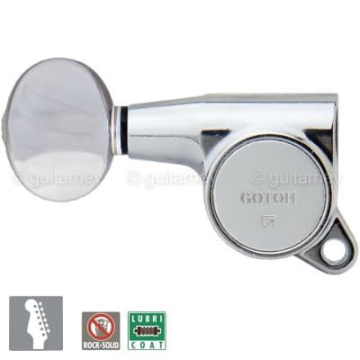NEW Gotoh SG381-05 R6 Set 6 in line Mini Tuners OVAL Button LEFT HANDED - CHROME