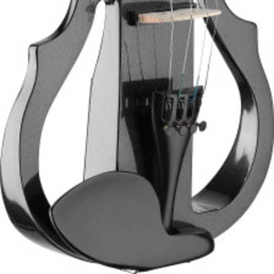 STAGG 4/4 electric violin set with metallic black electric violin soft case and headphones image 3